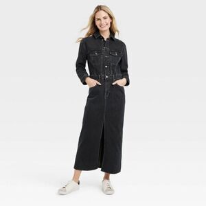 Universal Thread -  Women's Long Sleeve Denim Shirt M Black